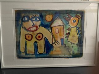 Jacob Kanbier origineel schilderij , Acryl op papier, 1999